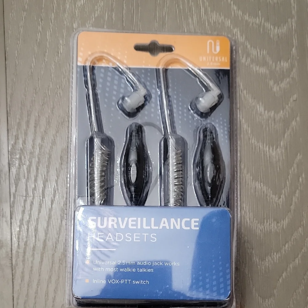 Surveillance Headset with In-Line PTT and VOX - Black